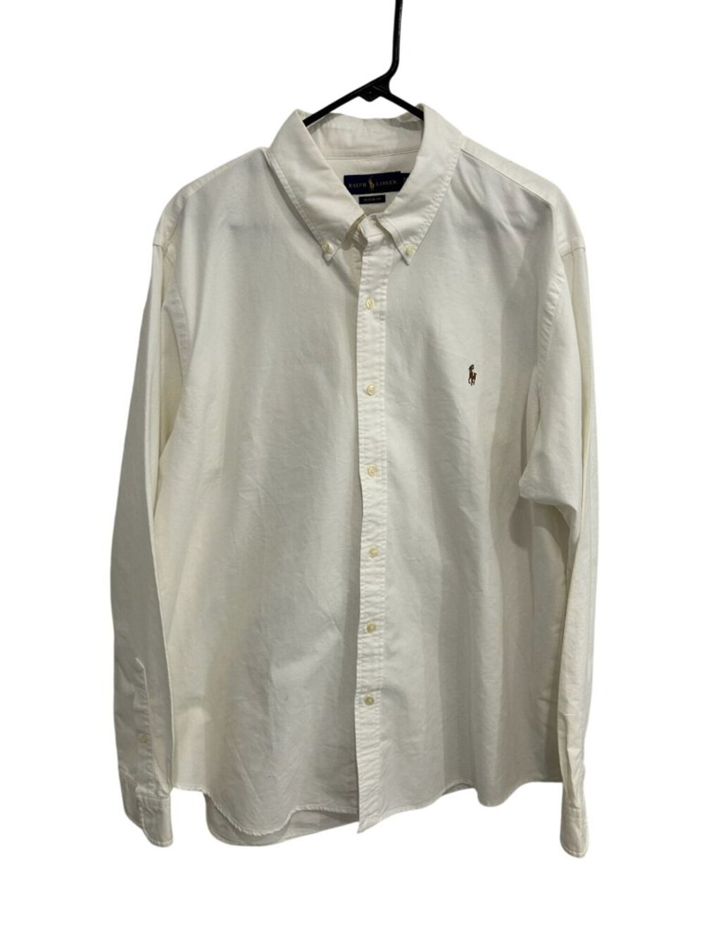 Ralph Lauren XXL Mens White Long Sleeve Button Down Polo Shirt Old Money Classic